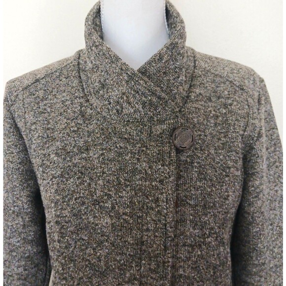 Sherpa Adventure Lhamu Jacket Gray Fleece Knit Zip Front Knee Length Sz M - Picture 5 of 15